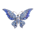 Squisita spilla a farfalla con cristalli blu su base argentata, accessorio moda elegante - Blu Chiaro