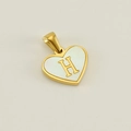 Golden heart pendant with white mother of pearl and letter H on beige background - Letter H (Single Pendant)