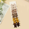 Set of 10 gradient beige and brown grosgrain ribbon bow hair clips for baby girls - Beige Brown Yellow Dark Brown Gradient (#19)