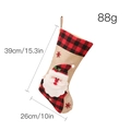 Calza natalizia 3D con Babbo Natale in lino e decorazioni a scacchi rossi, altezza 39 cm - Sacco di Iuta Quadri Babbo Natale