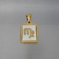 18K gold-plated stainless steel necklace with rectangular white shell Virgo pendant - Virgo