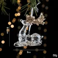 Lying reindeer acrylic ornament with gold sequins and faceted crystal-like finish - Prone Little Reindeer