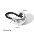 Polished silver hair tie dimensions showing 4.93cm length and 2.24cm width specifications - Silver Wide Large