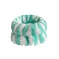 Mint green and white striped plush wristband made of soft coral fleece for face washing - Blue and White Stripes