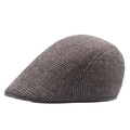 Classic warm brown-grey glen plaid ivy cap in thick wool blend for winter - 58cm / Khaki