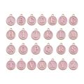 Set of 26 round pink enamel A-Z alphabet charms with gold finish for DIY jewelry - Letter A / Round / Pink