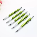 Set di 5 penne multifunzione verde erba con righello, stilo e impugnatura in metallo - Multifunzione 6 in 1 / Verde