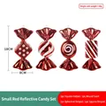 Set of 4 red 18cm Christmas PVC candy cane ornaments with various textures and metallic finish - Red Reflective Small Candy Set
