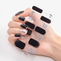 Chic black and gold curve nail stickers with silver laser glitter for women - Black Square Tip Gold Line Silver Flakes Style (DQ3-029)