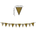 Détail des fanions de course à damier pour fête avec dimensions précises de 10x12 cm - Bannière de Fanions Triangulaires à Damiers Jaunes