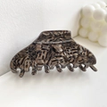 Large acetate hair claw with brown marble tortoiseshell pattern for women hair styling - Lines Brown 10cm
