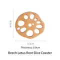 Sottobicchiere in legno di faggio stile giapponese a forma di loto, diametro 9,5 cm naturale - Sottobicchiere in faggio radice di loto