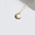 Collana vintage a mezzaluna dorata con smalto nero e zirconi bianchi lucidi - Nero