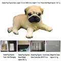 Realistic resin pug puppy statue in beige and black, size 12.5x8x7.7cm figurine - Sitting Pug