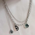 Collana multistrato in acciaio al titanio argento con sorrisi e ciondoli I Love You - Catena Multistrato con Faccina Argento (N844S) / Argento