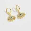 Exotic golden evil eye earrings with blue stones and white crystals in vintage style - Evil Eye (ES2641)