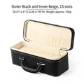 Large PU leather jewelry box in black with 15 slots and beige velvet lining, 30.6cm - 15 Slots / Black External Beige Internal