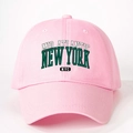 Pink cotton baseball cap featuring vintage New York NYC embroidery in a classic 6-panel style - One Size / Light Pink