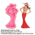 Stampo in silicone rosa per donna elegante in abito rosso, 15x7.5x2cm per creazioni DIY - N.2 Donna-Rosa