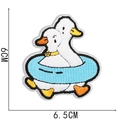 Cute cartoon white duck embroidery patch for clothes DIY decoration, 6.5x6cm size - No. 8 (Double Duck Swim Ring)