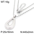 Collier avec pendentif goutte d'eau en acier inoxydable argenté et chaîne torsadée - Collier Couleur Acier (KN288479-GC)