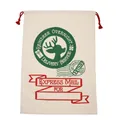Christmas canvas drawstring gift bag with Reindeer Express mail reindeer print - 49*68CM, HK-X6 (Green Reindeer Logo)