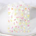 Pegatina 5D para uñas MO-17 con flores coloridas, arcoíris y caras sonrientes - MO-17