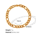 Minimalistisches Figaro-Goldkettenarmband aus Edelstahl, 6,5 mm breite Variante - Breiter Stil / Gold / 16cm