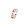 Silver ring with triangle cut orange and white cubic zirconia stones in claw setting - US 6 / Platinum Tone-Red & White Zirconia