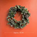 Christmas wreath with red berries and pine cones on orange background, 45cm diameter size - Pine Cone Octagonal Leaf Wreath 45cm