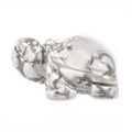 Polished white marble turtle figurine with natural grey veins for desktop decor - White Turquoise / S