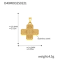 Golden stainless steel cross pendant with wave texture and circular totem engraving - Wavy Cross (D40)