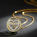 Collana MOM in oro con ciondolo a cuore in zirconi, regalo per la festa della mamma - Oro