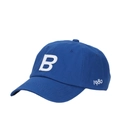 Casquette de baseball bleue avec broderie 3D lettre B blanche et détail 1980 côté - Bleu