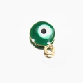 Golden stainless steel round pendant with green enamel and Evil Eye charm design - Green-Gold