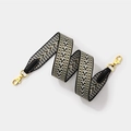 Bohemian chevron woven shoulder strap with green pattern and golden metal buckles - L80cm W3.8cm / Black Strap Gold Buckle