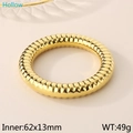 Bracciale rigido minimalista dorato con texture a righe in acciaio inossidabile - Oro 62x13mm (KB191594-GC)