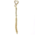Golden heart buckle long tassel keychain in polished stainless steel for bags - Gold Single Zinc Alloy Mesh