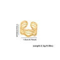 Golden multi-layer wavy beaded ring in stainless steel with 1.1cm height measurement - Adjustable Open / Multi-layer Wave Beaded Ring (TYGR0057)