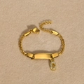 Goldenes Edelstahl-Armband mit Buchstabe C, poliertem Namensschild und Zirkonia - Gold Buchstabe C