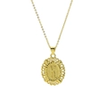 18k gold plated brass oval pendant necklace featuring a hollowed letter K pattern - Necklace K