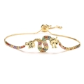 Adjustable gold dragon bracelet with colorful micro-pave cubic zirconia stones - Chinese Dragon / Gold