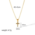 Elegant 18k gold plated stainless steel cross necklace with small sparkling crystals - Gold Cross Heart Inlaid Zircon Style (TN3392)
