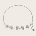 Détails de pendentifs soleil souriant argentés sur une ceinture chaîne en métal - Soleil Couche Simple / Argent