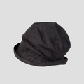 Close-up detail of a breathable black linen blend bucket hat with natural textured fabric - M (56-58cm) / Black