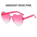 Fashionable heart-shaped rimless sunglasses with gradient rose red lenses and pink temples - Gradient Rose Red