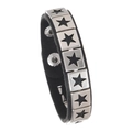 Punk Y2K black leather bracelet with hollow star metal studs and snap closure buckle - Star Snap Button Style