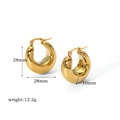 Detail view of gold crescent hoop earrings with size 28mm and weight 12.2g specifications - Thick C-Shape Style (EKR3-G)