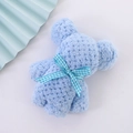 Light blue coral fleece towel bear with plaid bow and pearl detail for gifts - Blue Plaid (30*30)