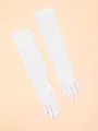 Elegante 55 cm lange weiße Satinhandschuhe für Damenpartys und Abendkleider - Weiß